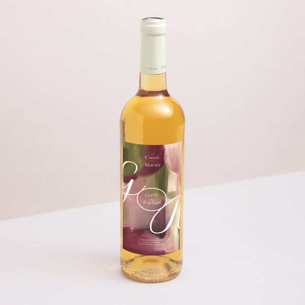 Etiquette bouteille Mariage Portrait Prune et Olive photo