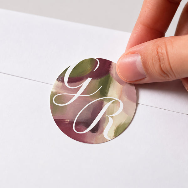 Sticker Mariage Rond Prune et Olive photo