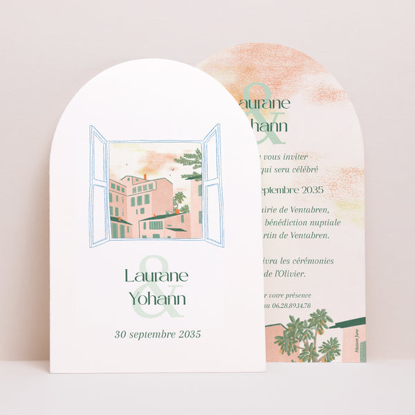 Faire-part Mariage Arche Fenêtre sur le Sud photo
