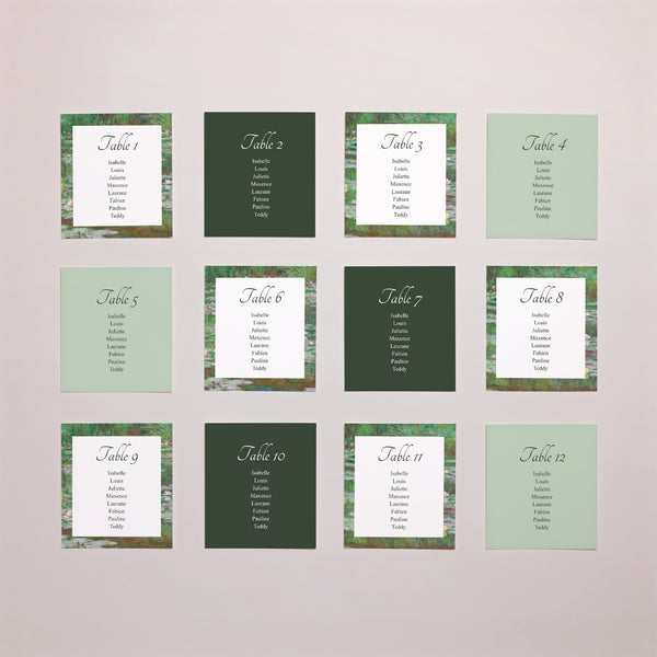 Plan de table Mariage Lot de 12 Rêverie à Giverny photo