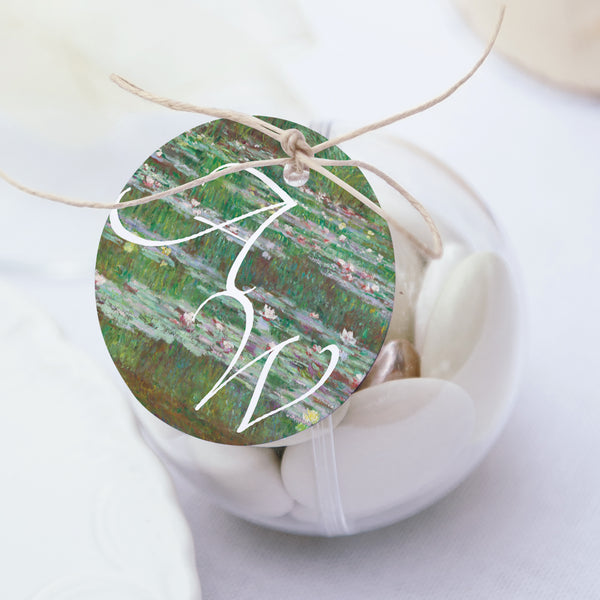 Boîte à dragées Mariage boule avec étiquette ronde Rêverie à Giverny photo