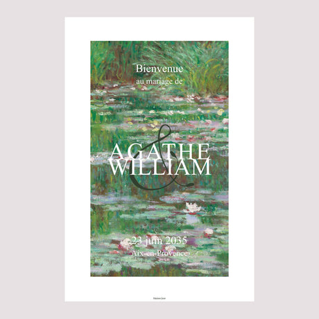 Panneau bienvenue Mariage Portrait 60 x 90 cm Rêverie à Giverny