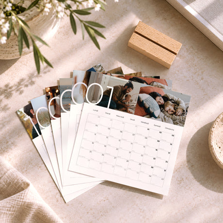Calendrier Fin d'année 6 cartes 12 mois en images