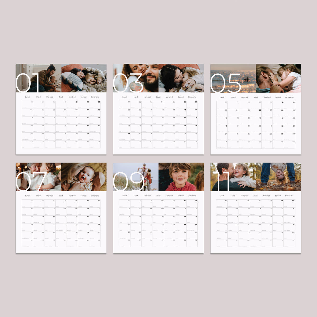 Calendrier Fin d'année 6 cartes 12 mois en images photo N° 3