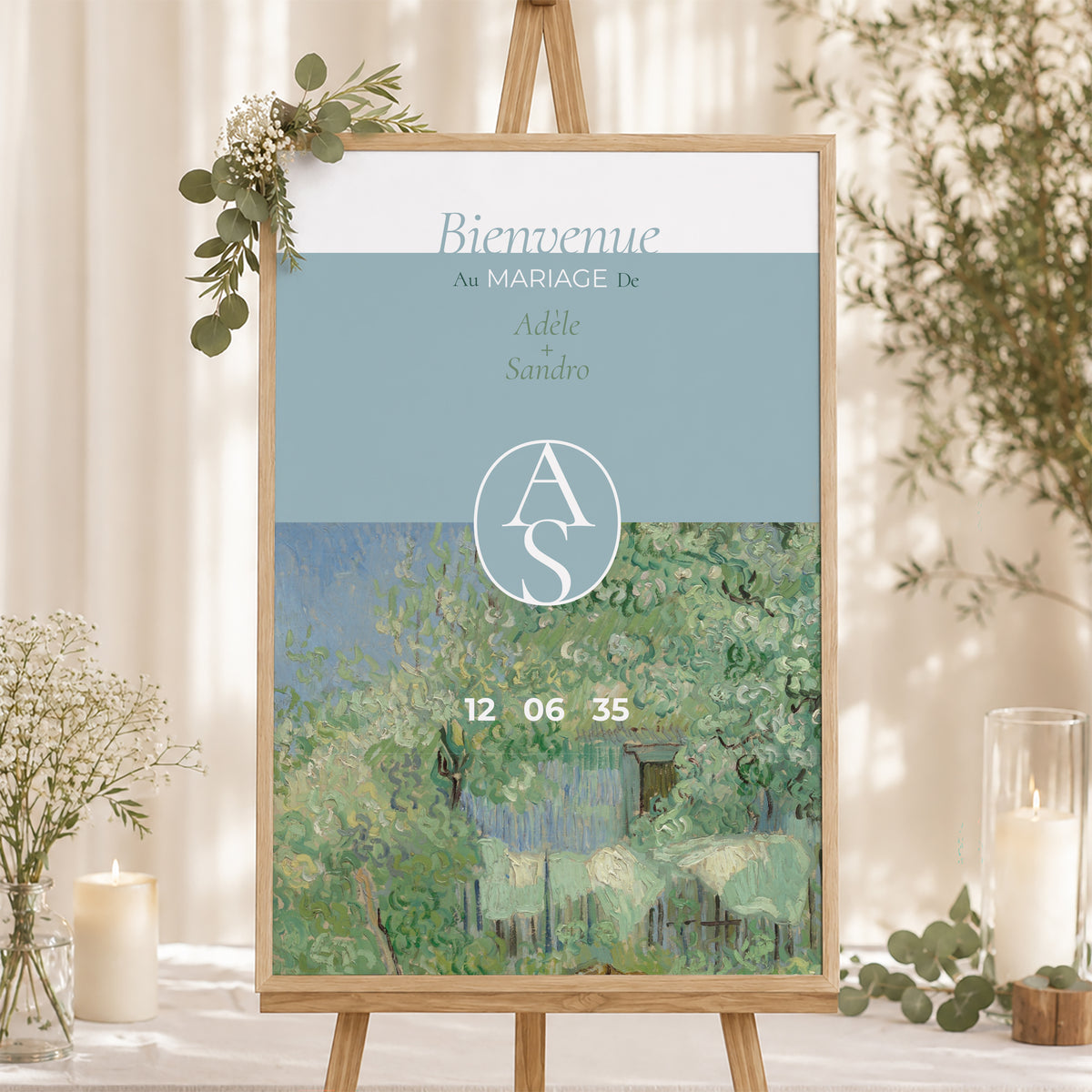 Panneau bienvenue Mariage Portrait 60 x 90 cm Les Beaux Jours photo N° 1