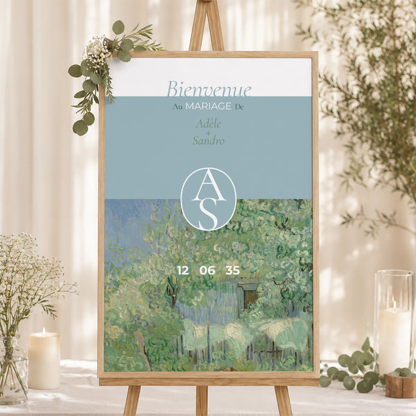 Panneau bienvenue Mariage Portrait 60 x 90 cm Les Beaux Jours photo