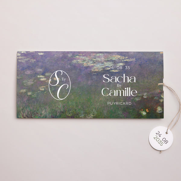 Faire-part Mariage Pochette 2 cartes, étiquette Reflets d’Amour photo