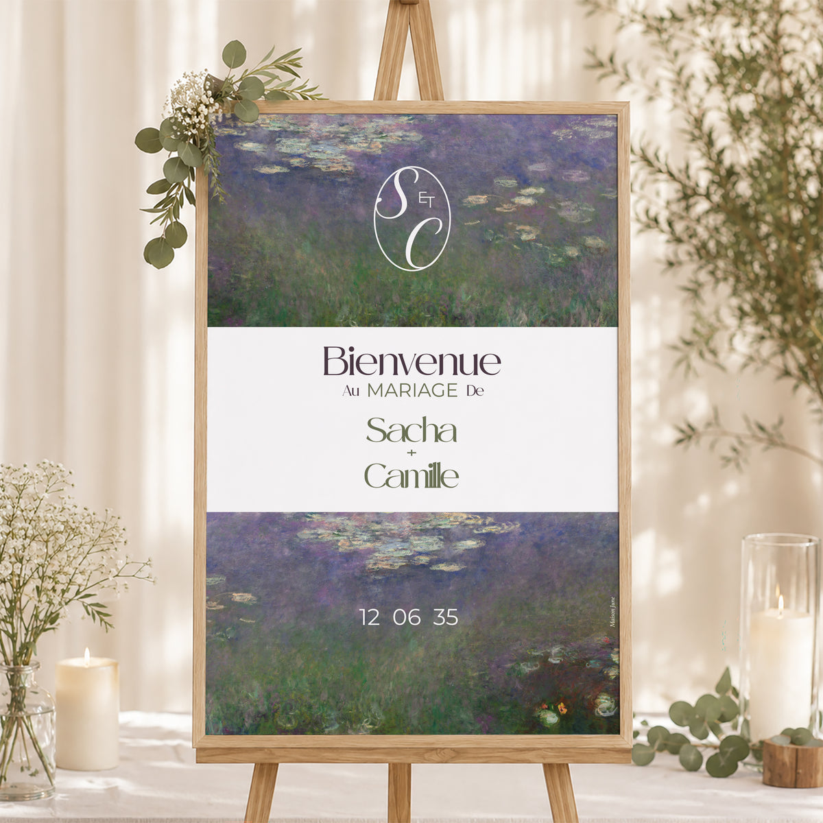 Panneau bienvenue Mariage Portrait 60 x 90 cm Reflets d’Amour photo N° 1