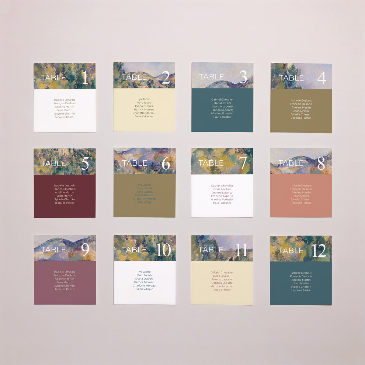 Plan de table Mariage Lot de 12 Paysage d'été photo N° 1