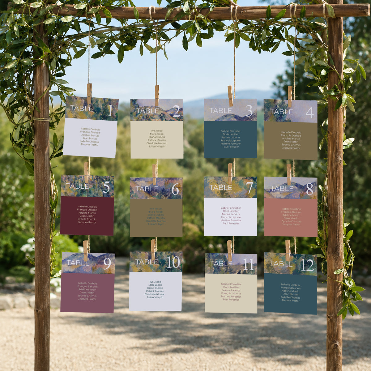 Plan de table Mariage Lot de 12 Paysage d'été photo N° 2