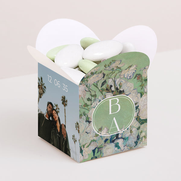 Boîte à dragées Mariage Ouverture papillon Le Bouquet Vert photo