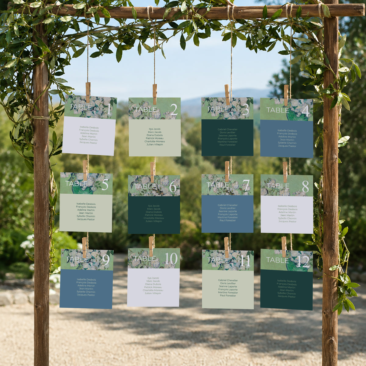 Plan de table Mariage Lot de 12 Le Bouquet Vert photo N° 2