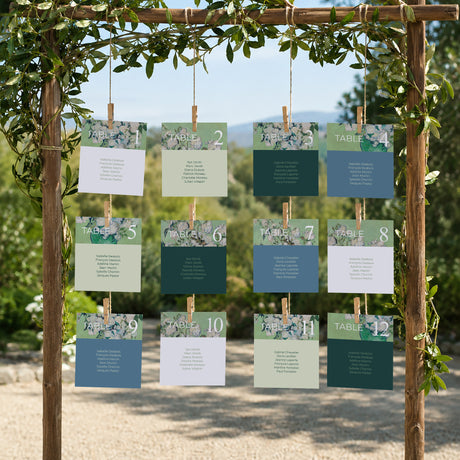 Plan de table Mariage Lot de 12 Le Bouquet Vert