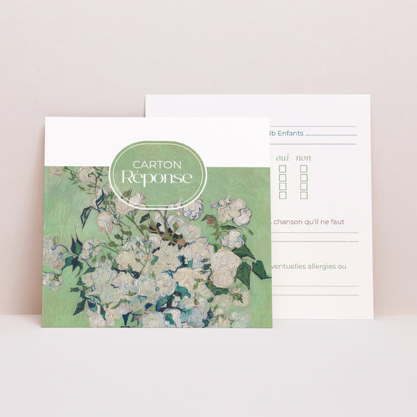 Carton réponse Mariage Carré Le Bouquet Vert photo