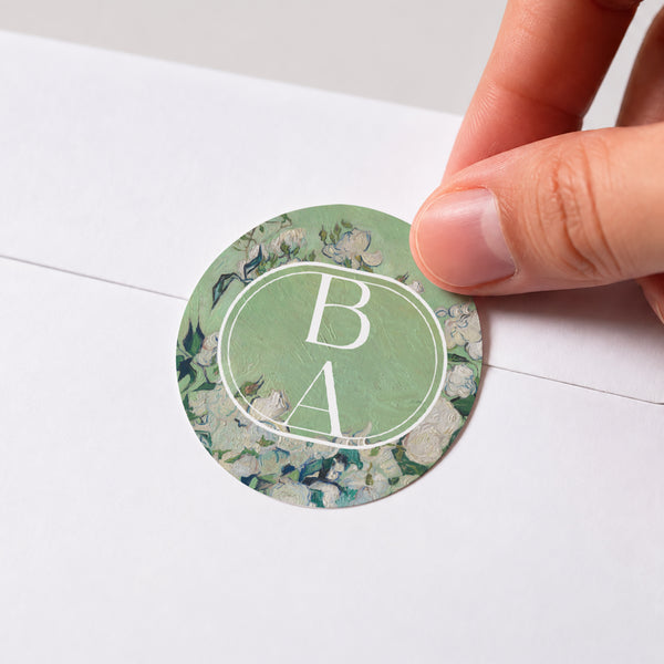 Sticker Mariage Rond Le Bouquet Vert photo