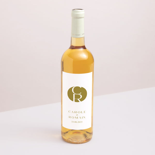 Etiquette bouteille Mariage Portrait Duo photo