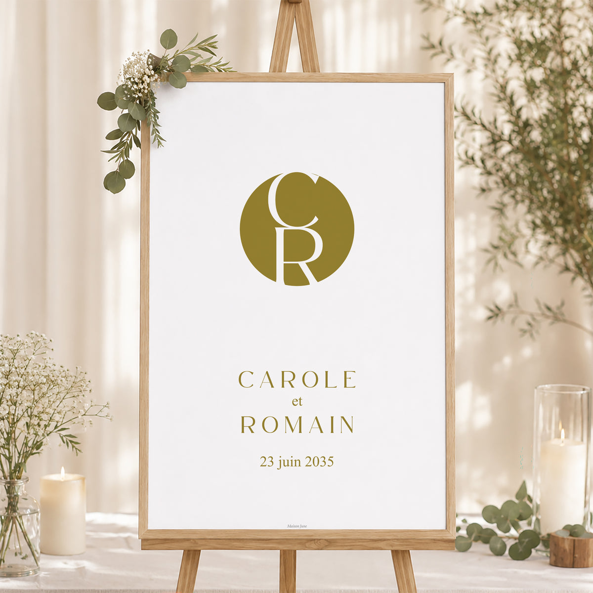 Panneau bienvenue Mariage Portrait 60 x 90 cm Duo photo N° 1