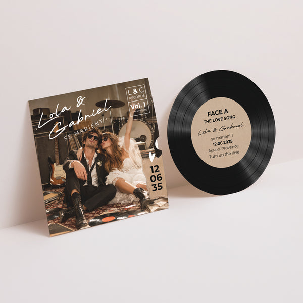 Faire-part Mariage Pochette disque Rock’n Roll Lovers photo