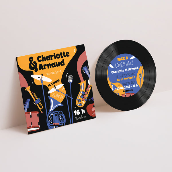 Faire-part Mariage Pochette disque Love Orchestra photo