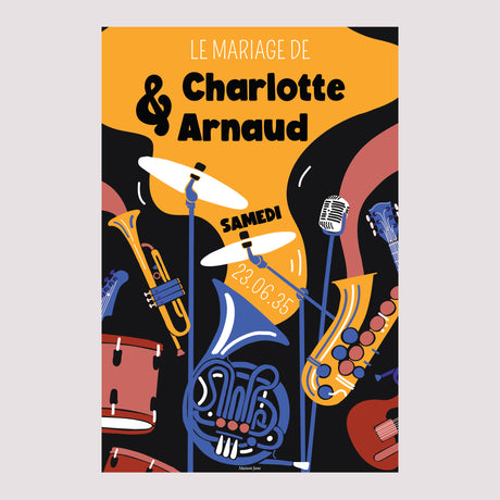 Panneau bienvenue Mariage Portrait 60 x 90 cm Love Orchestra