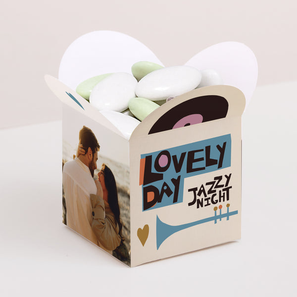 Boîte à dragées Mariage Ouverture papillon Jazzy Lovers photo