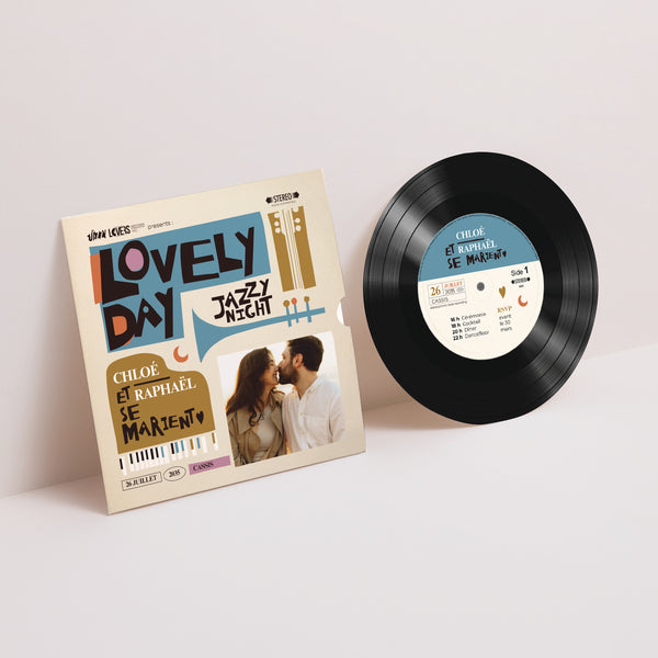 Faire-part Mariage Pochette disque Jazzy Lovers photo