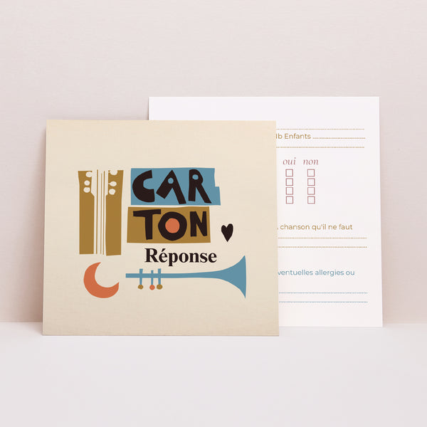 Carton réponse Mariage Carré Jazzy Lovers photo