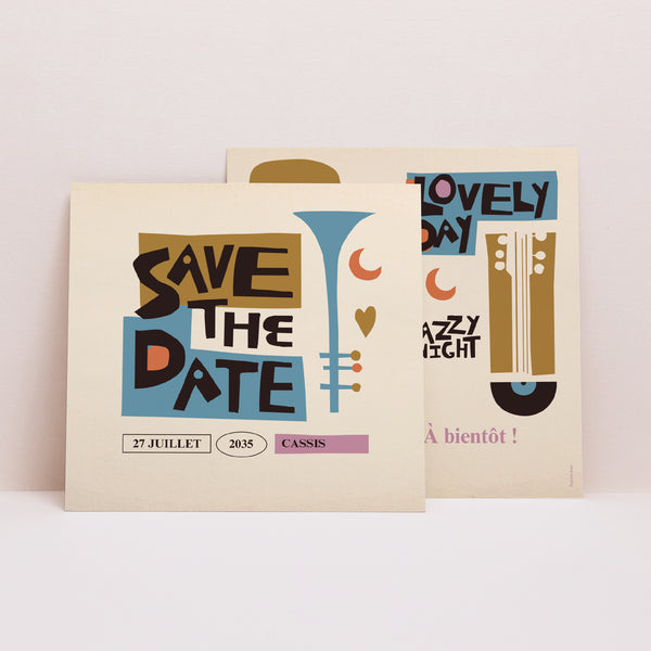 Save the date Mariage Carré Jazzy Lovers photo