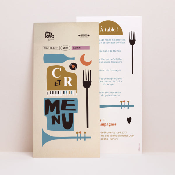 Menu Mariage Panoramique portrait Jazzy Lovers photo