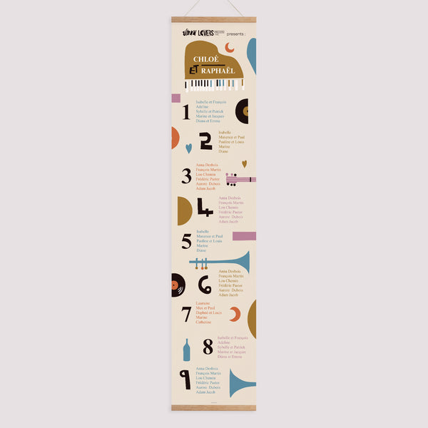 Plan de table Mariage Papier Jazzy Lovers photo