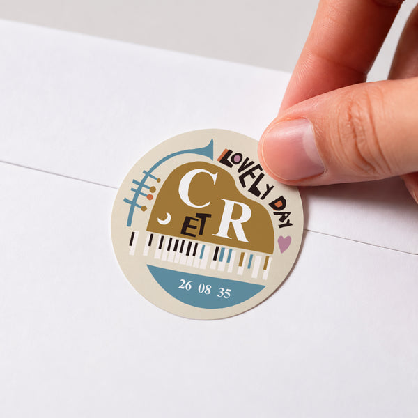 Sticker Mariage Rond Jazzy Lovers photo