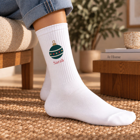 Chaussettes femme Blanches Boule de Noël