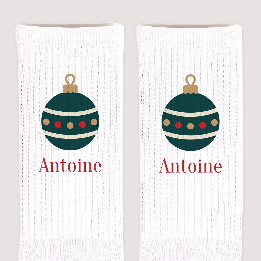 Chaussettes homme Blanches Boule de Noël photo N° 3