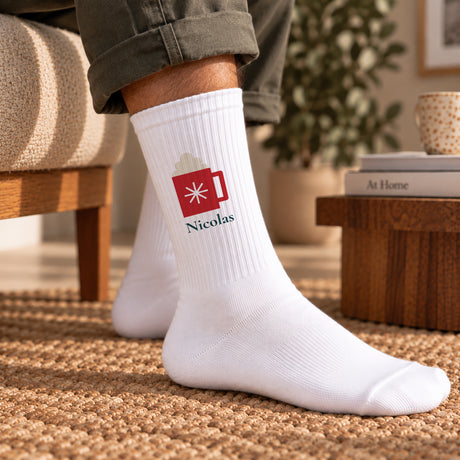 Chaussettes homme Blanches Chocolat Chaud