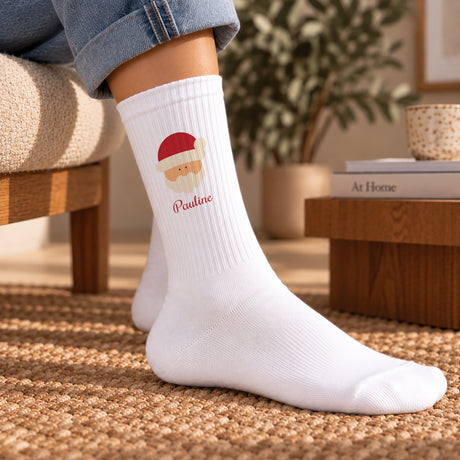 Chaussettes femme Blanches Père Noël