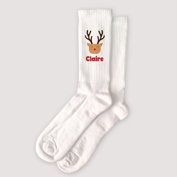 Chaussettes femme Blanches Renne Malicieux photo