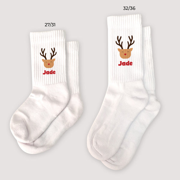 Chaussettes enfant Blanches Renne Malicieux photo