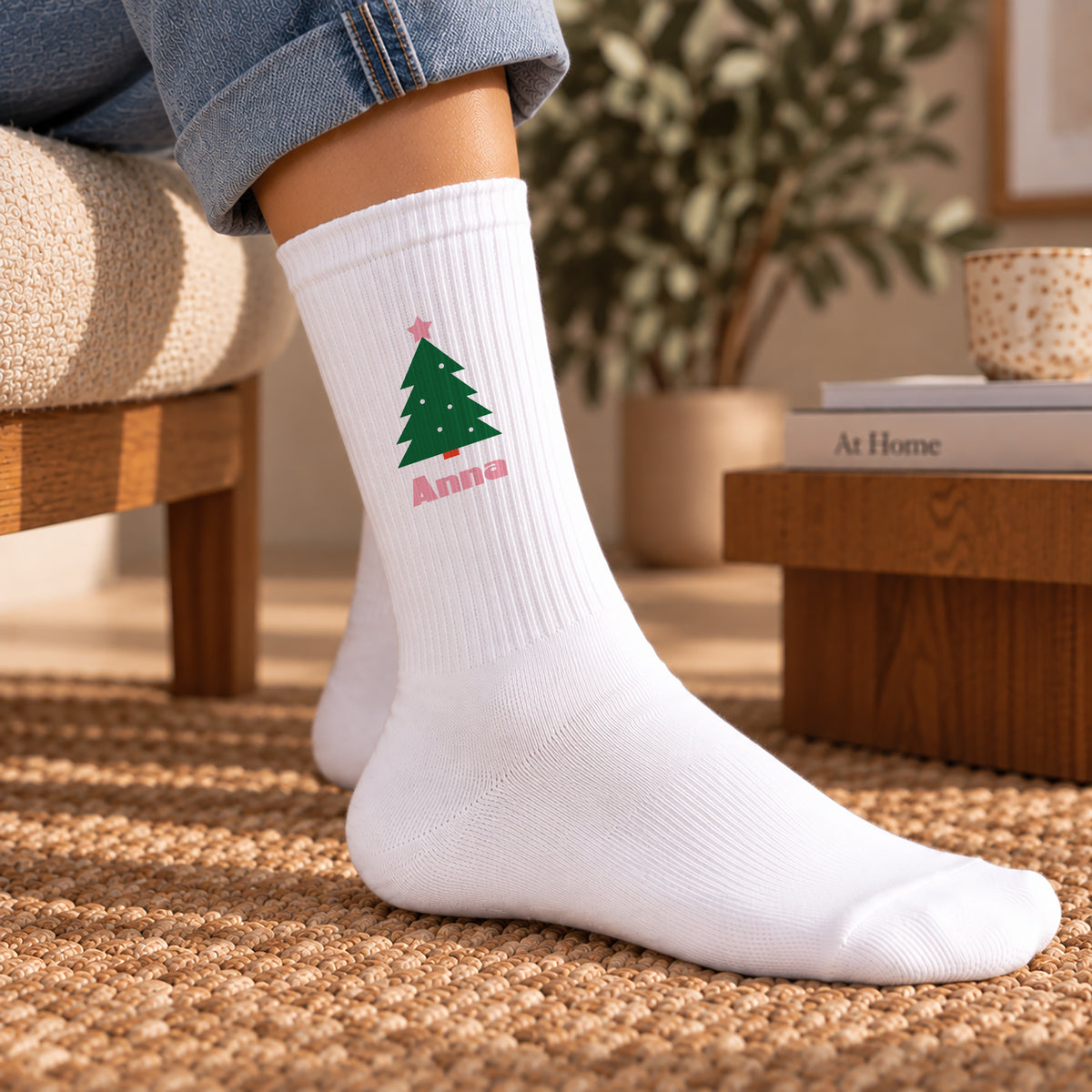 Chaussettes femme Blanches Sapin en fête photo N° 2