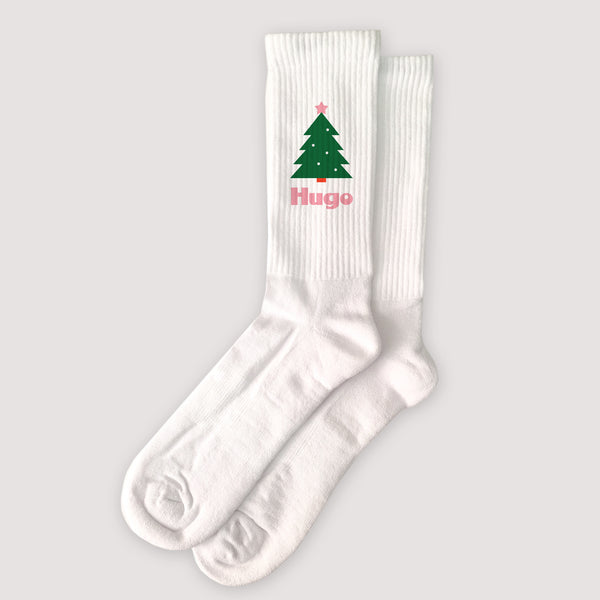 Chaussettes homme Blanches Sapin en fête photo