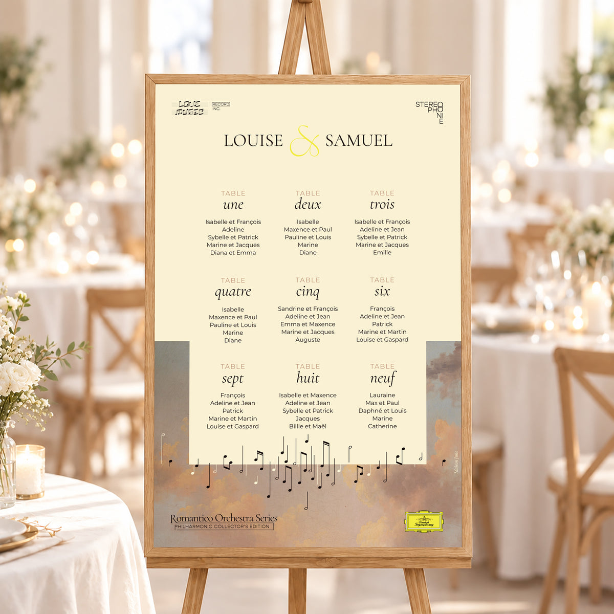 Plan de table Mariage Portrait 60 x 90 cm Symphony of Love photo N° 1