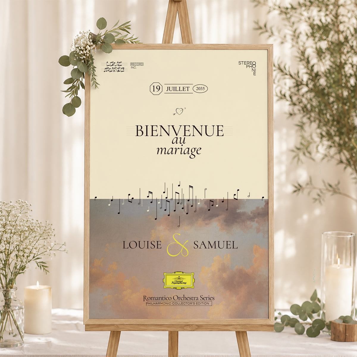 Panneau bienvenue Mariage Portrait 60 x 90 cm Symphony of Love photo N° 1