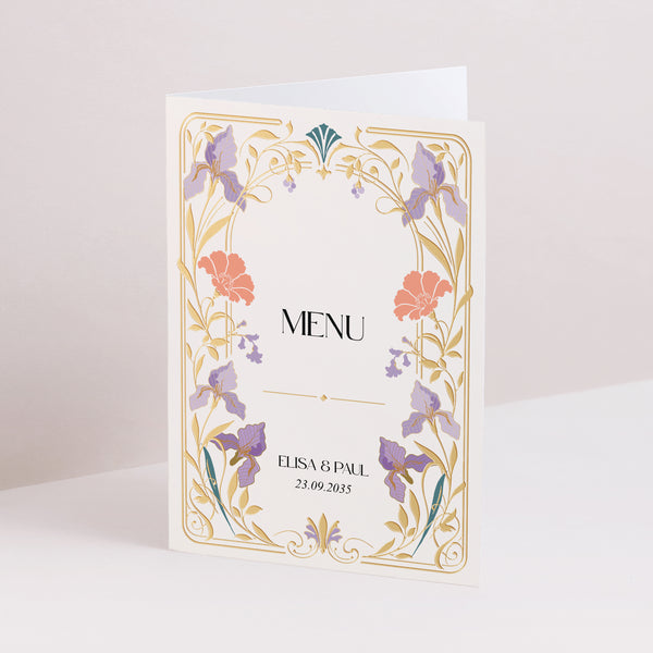 Menu Mariage Double volet portrait Floréal photo