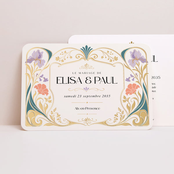 Faire-part Mariage Paysage, bords arrondis Floréal photo