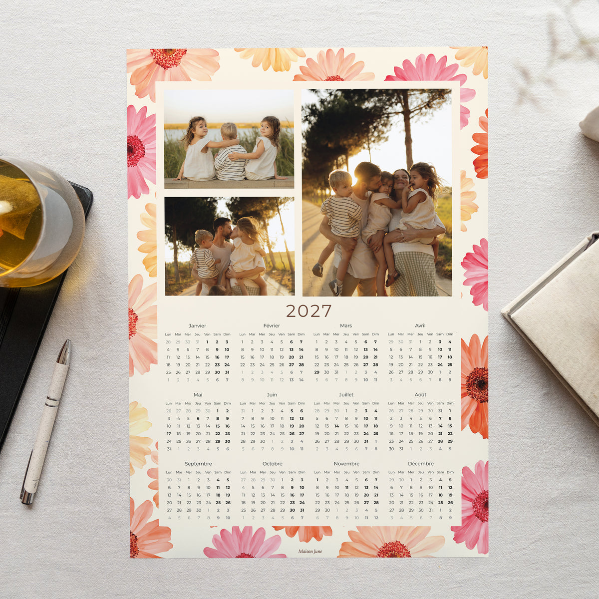 Calendrier Fin d'année Monopage portrait Au Gré des Fleurs photo N° 1