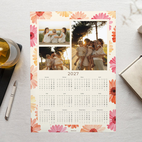 Calendrier Fin d'année Monopage portrait Au Gré des Fleurs