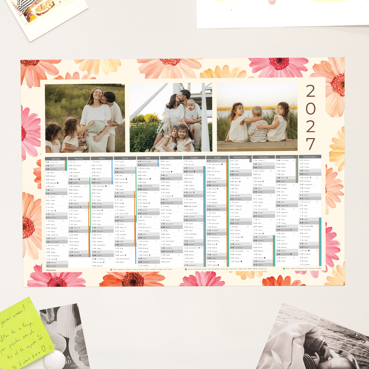 Calendrier Fin d'année Magnétique, monopage paysage Au Gré des Fleurs photo N° 1