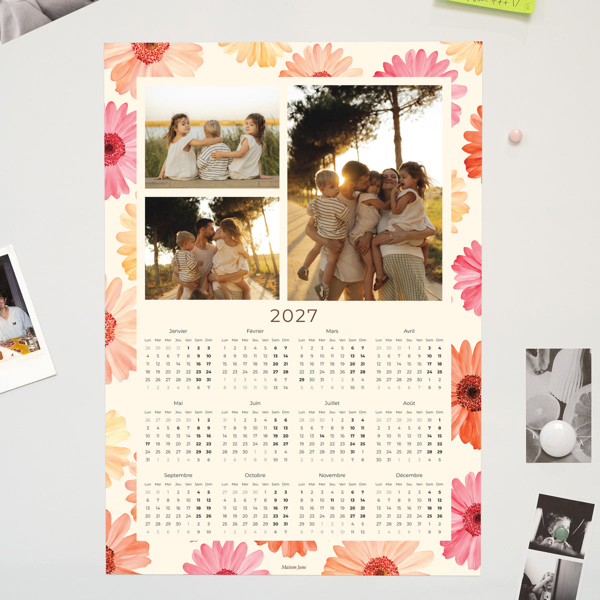 Calendrier Fin d'année Magnétique, monopage portrait Au Gré des Fleurs photo N° 1