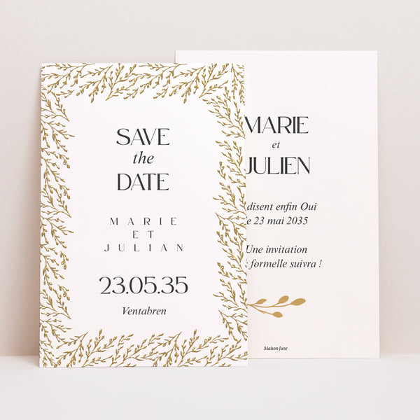 Save the date Mariage Portrait Rameaux d’Or photo