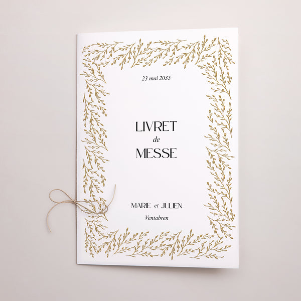 Livret de messe Mariage Double volet Rameaux d’Or photo