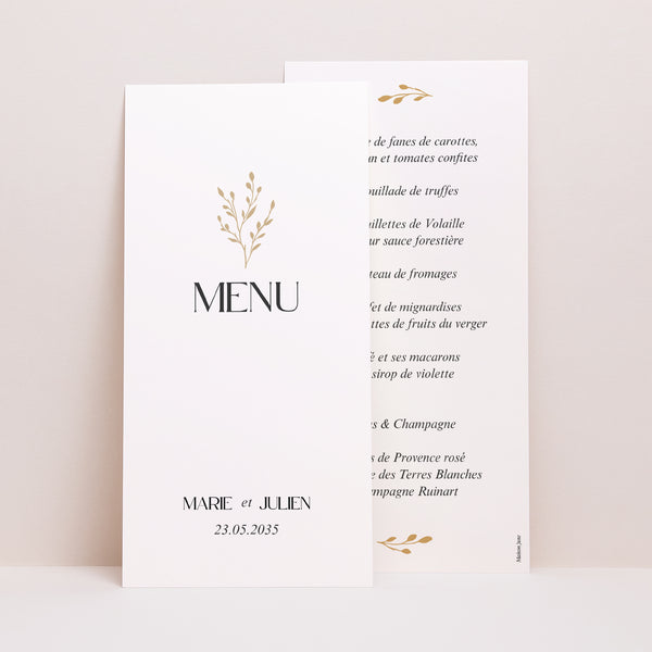 Menu Mariage Panoramique portrait Rameaux d’Or photo